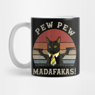Cat Vintage PewPewPew Madafakas Cat Crazy Pew Vintage Mug